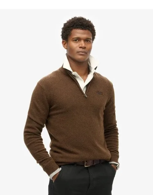 Essential Embroidered Knitted Half Zip Jumper