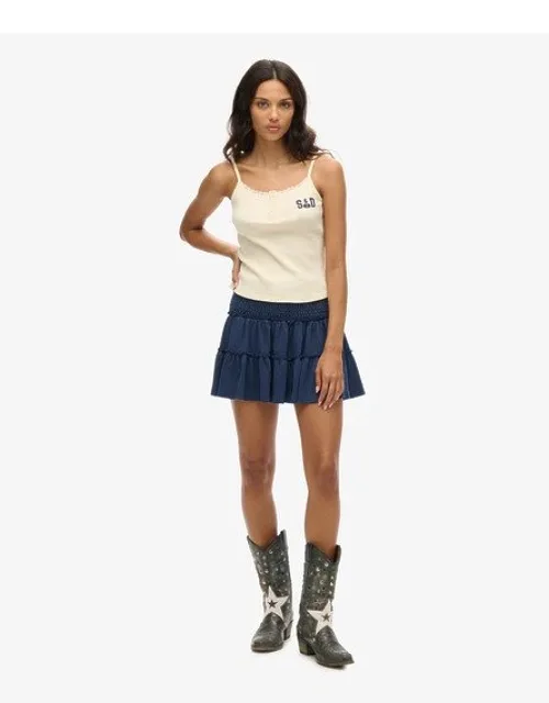 Tiered Jersey Mini Skirt With Smocked Waistband
