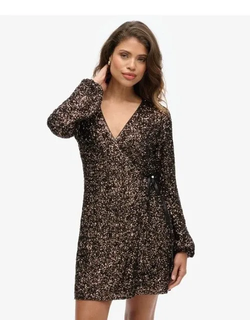 Sequin Wrap Mini Dress