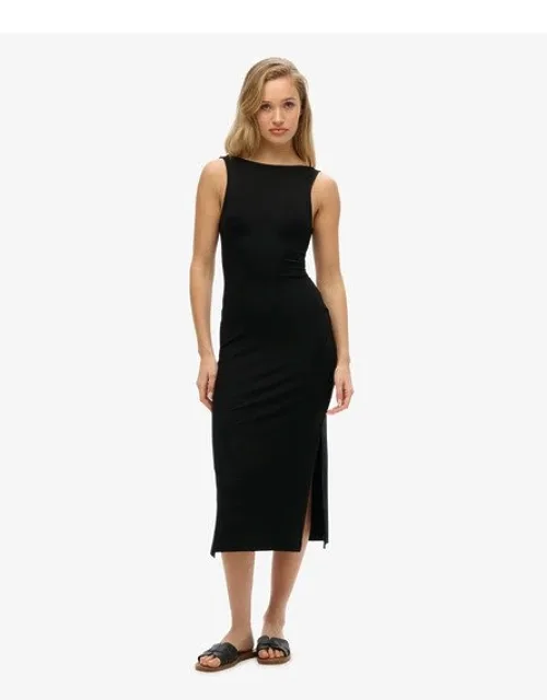 Jersey Twist Back Midi Dress