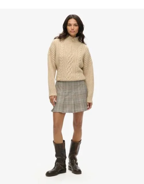 Vintage Tweed Pleat Mini Skirt