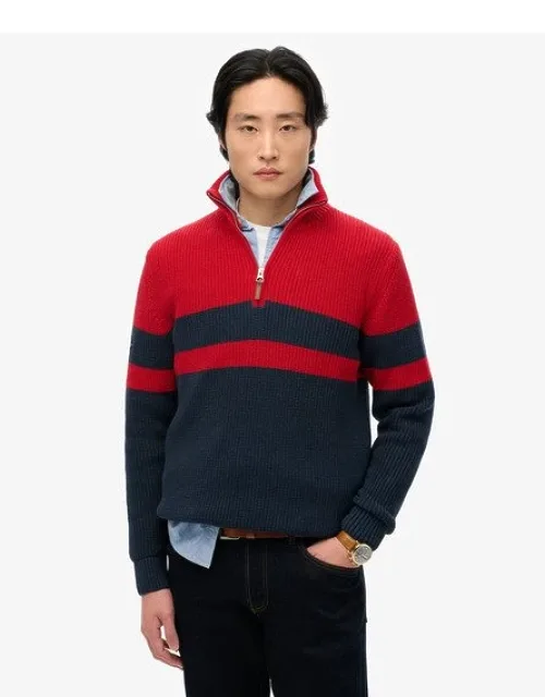 Cotton Classic Stripe Half-zip Jumper