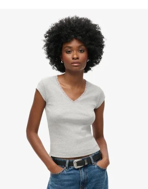 Athletic Essentials Lace Trim V-neck Top