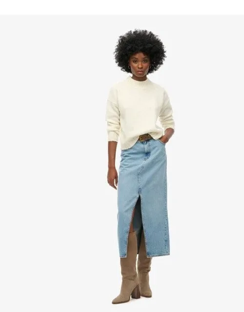Denim Split Maxi Skirt