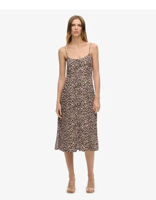 Superdry Printed Button-up Cami Midi Dress With Slim Fit And Midi Length