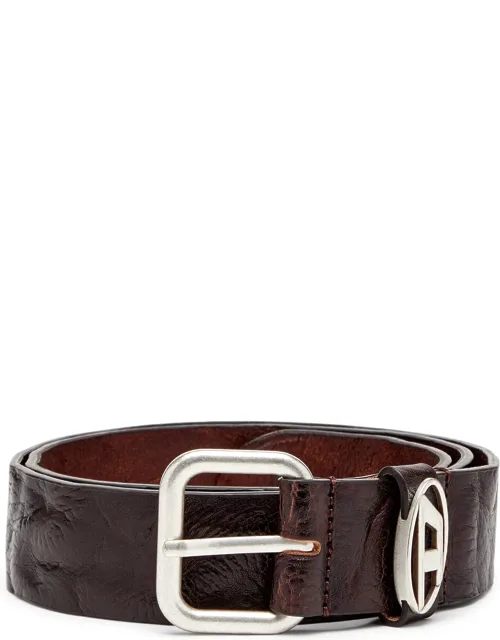 Logo-plaque Wrinkled Leather Belt