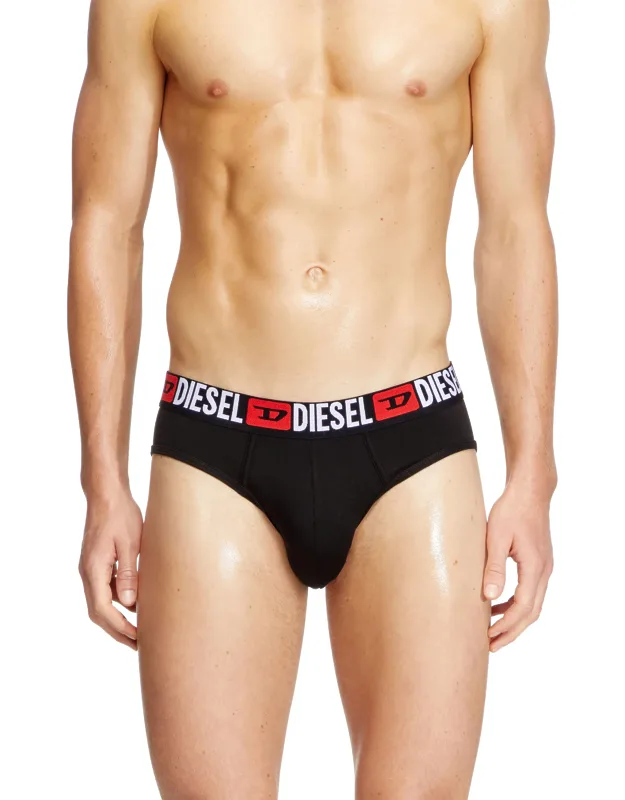 Three-pack Of Solid-colour Briefs; Elasticated Logo Waistband, Seamless Back
