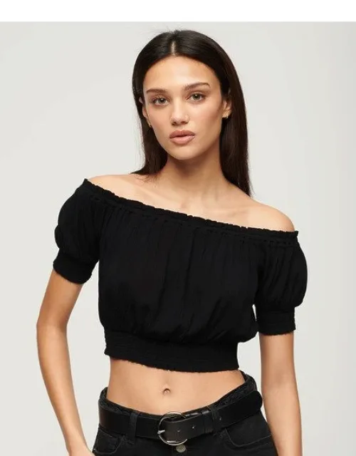 Classic Smocked Short Sleeve Crop Top