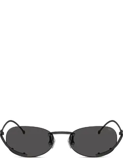 Oval Sunglasses With Floating Lenses And Metal Lines