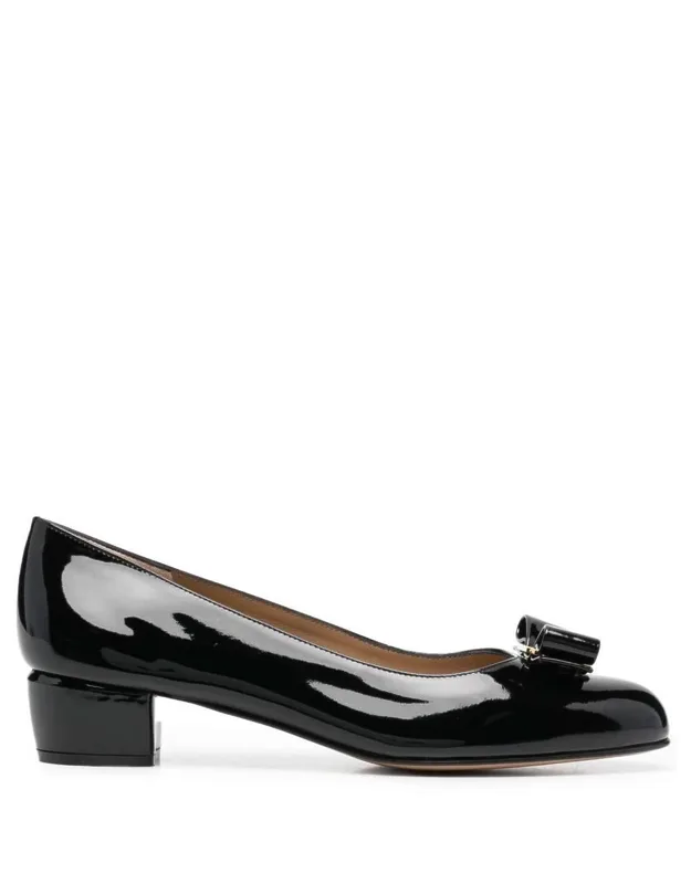Salvatore Ferragamo Flat Shoes With Round Toe And Mid Block Heel