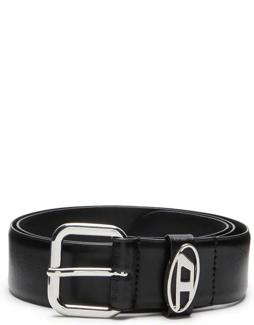 Diesel - Logo-plaque Embellished Leather Belt - Belt - Black, High-quality Leather, Polished Silver-tone Buckle
