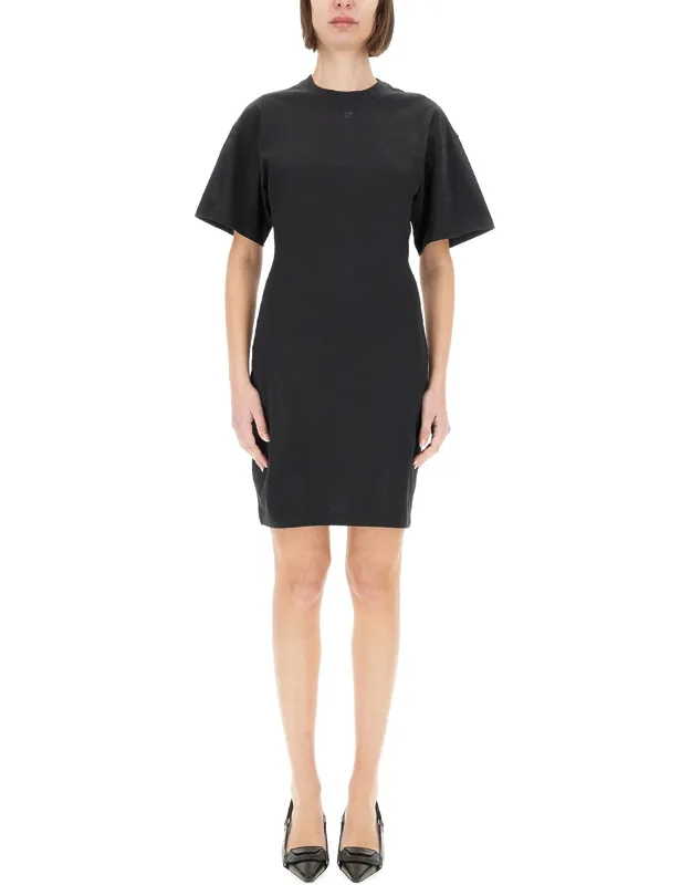 Courreges Short Cotton Dress, Model Is 180 Cm Tall, Wears Size S