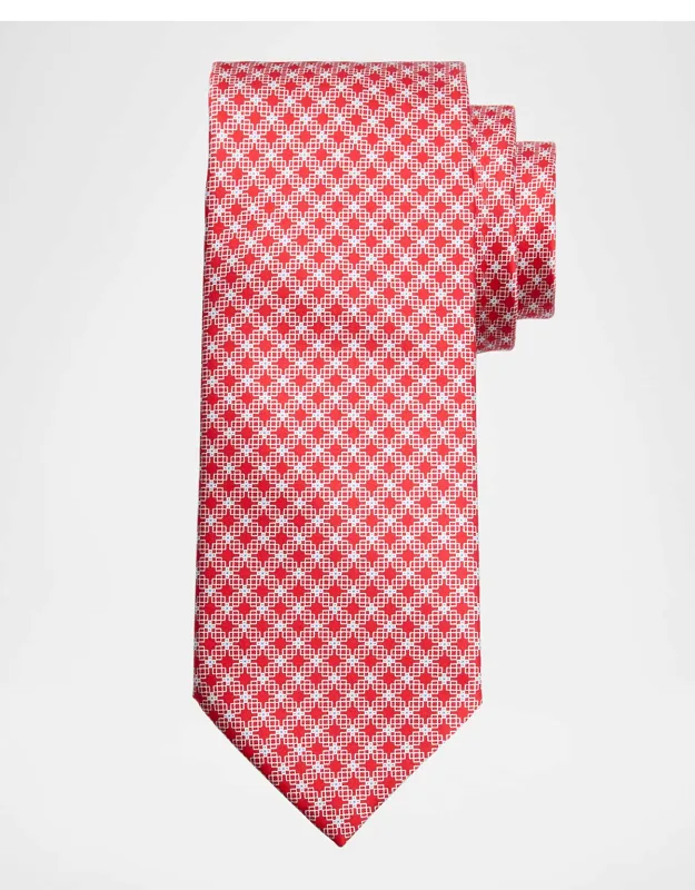 Geometric Check Silk Tie