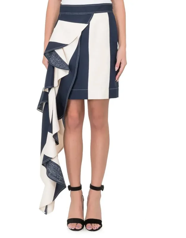 Striped Skirt With Side Ruching
