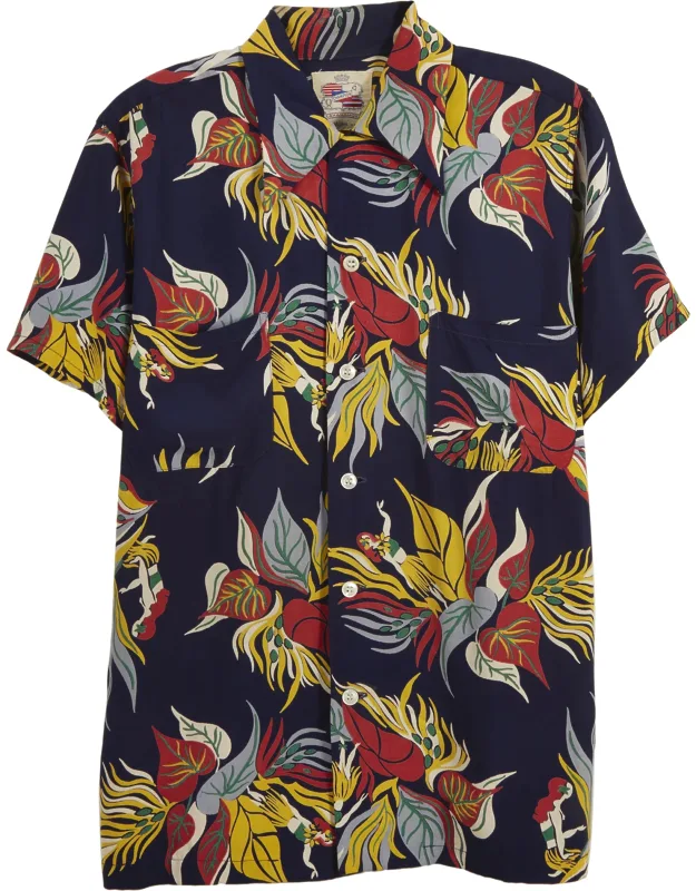 Hula & Floral Hawaiian Shirt