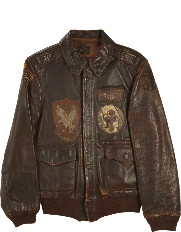 Brown Leather Wwii 485th Division A-2 Leather Jacket