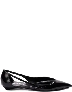 Cut-out Leather Ballerina Shoes