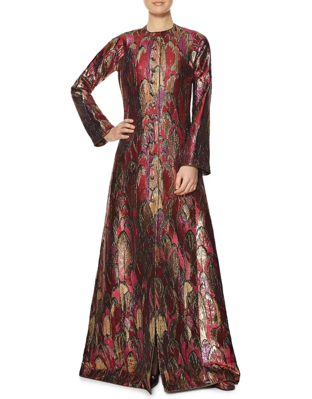 1960s Couture Multicolor Lamé Gown & Shoe Set