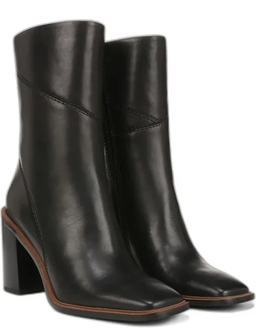 Stevie Mid Calf Boots, Square Toe, Stacked Heels
