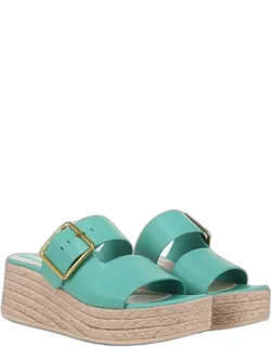 Espadrille Slide Sandals, Round Toe, Platform Heels, Wedge Heels, Buckle Closure
