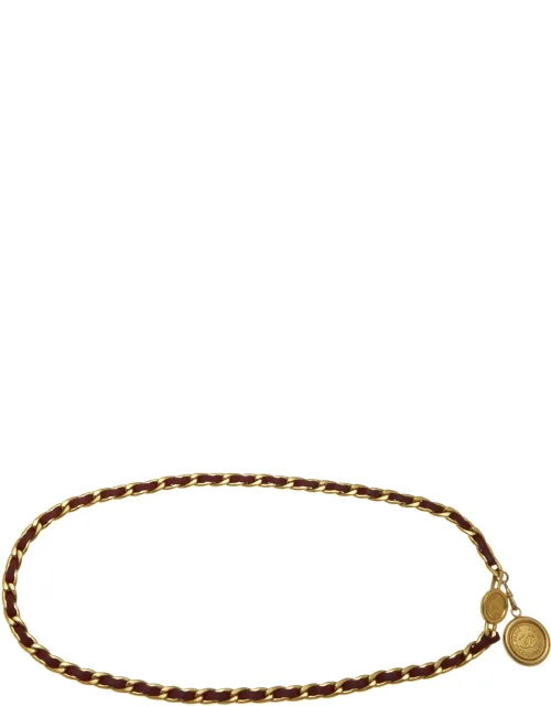 Gold & Red Logo Chain Belt