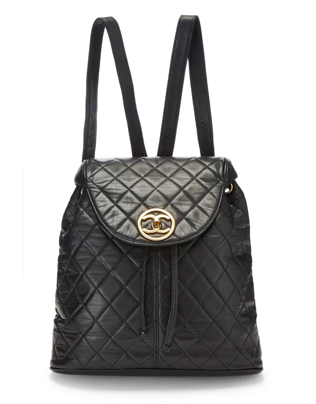 Quilted Lambskin Circle Lock Backpack