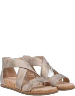 Cindi Wedge Sandals, Strappy Style, Round Toe, Zip Closure