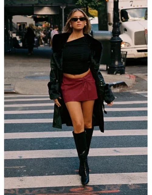 Faux Leather Long Coat