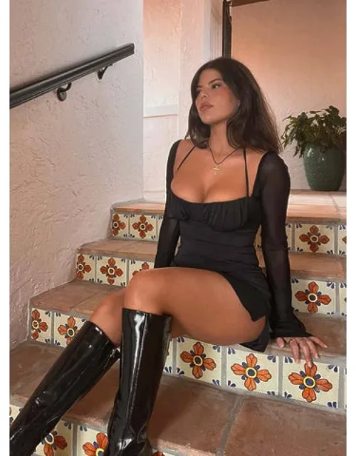 Sheer Sleeve Mini Dress