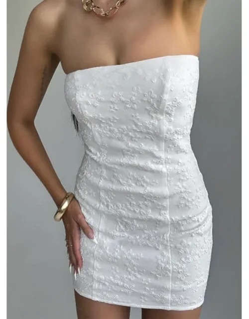 Anja Mini Dress Strapless Slim Fitting Textured Material