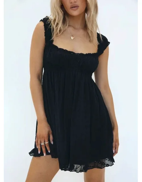 Mini Dress With Elasticated Waistband And Frill Hem