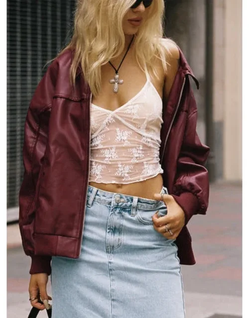 Faux Leather Bomber Jacket