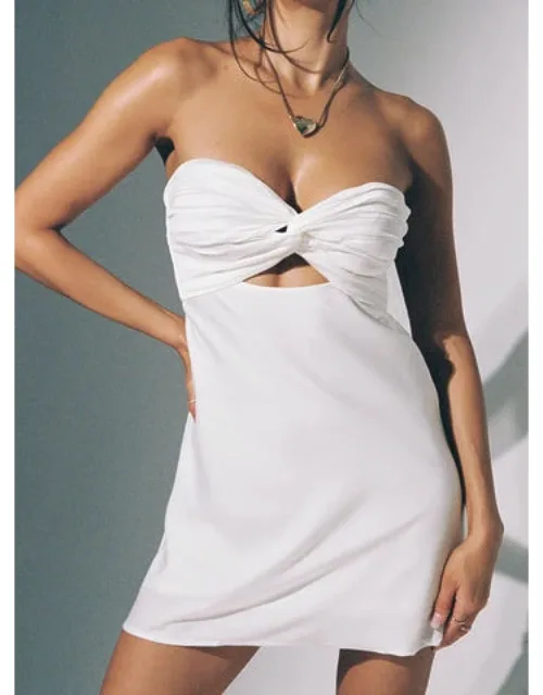 Shellie Mini Dress With Twisted Pleated Bust And Keyhole Cut Out