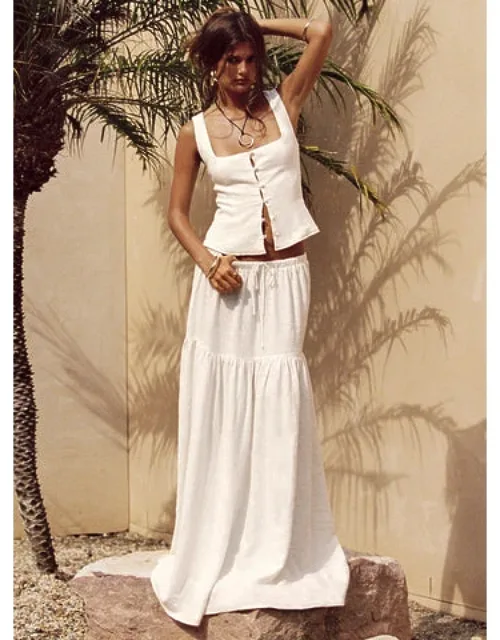 Linen Blend Maxi Skirt