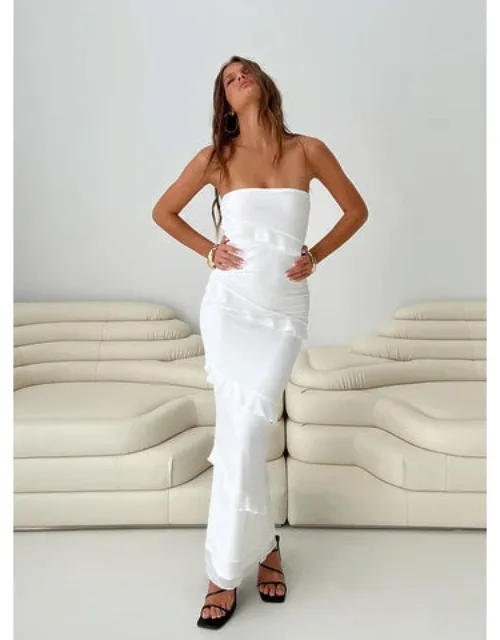 Strapless Maxi Dress With Frill Detail And Layered Hem