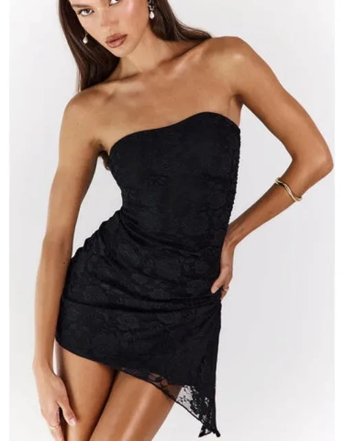 Donelli Lace Mini Dress With Adjustable Rushing And Good Stretch