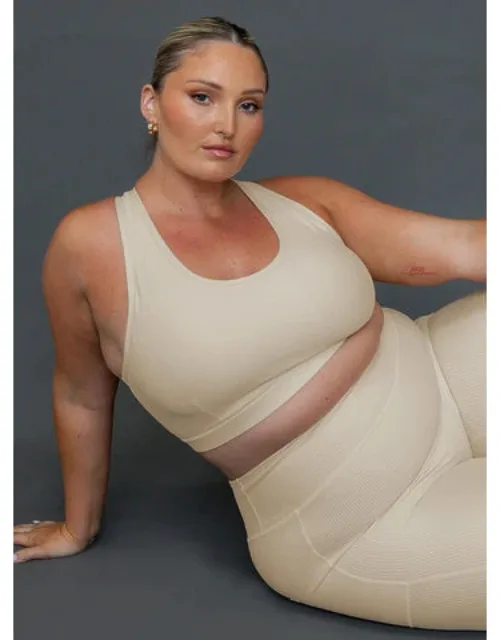 Turbo Activewear Rib Top With Internal Mesh Lining And Medium Coverage