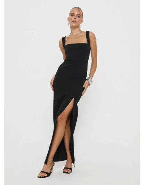 Maxi Dress With Square Neckline And Split Hem