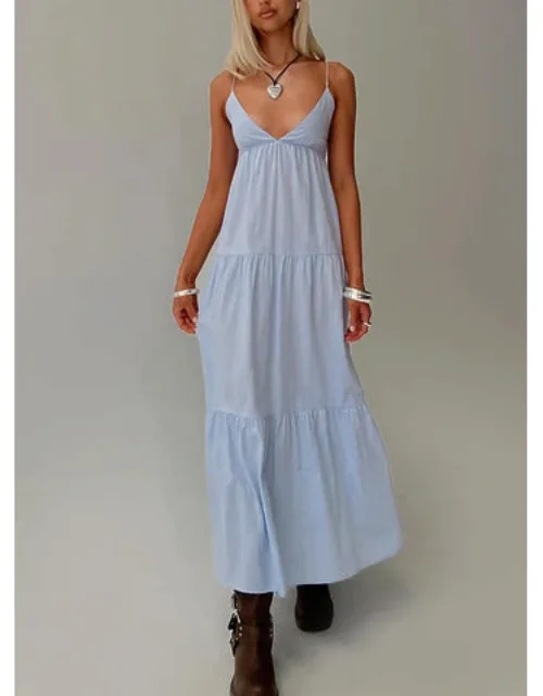 Maxi Dress With Adjustable Shoulder Straps And Tiered Design