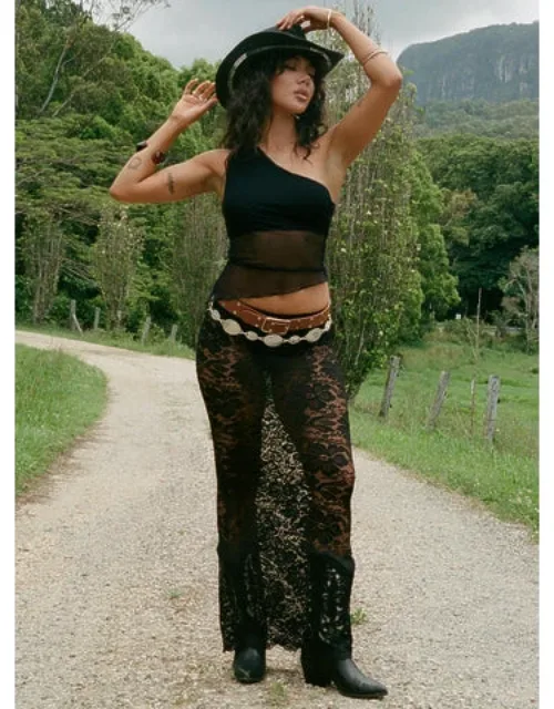 Lombardio Lace Maxi Skirt High Rise, Slim Fit, Elasticated Waistband, Good Stretch