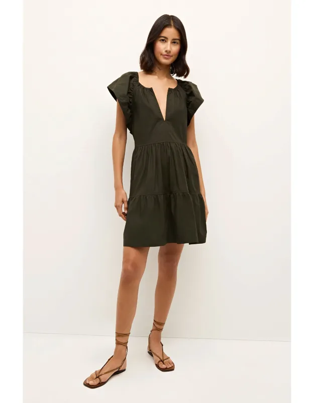 Kara Dress With Wide Flutter Sleeves And Three-tier Skirt