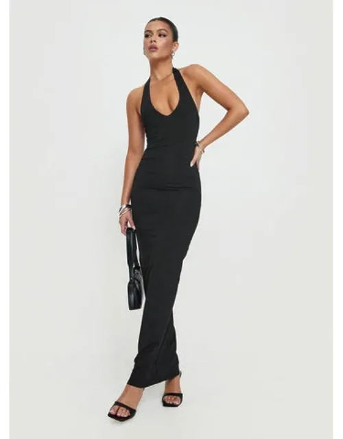 Spicy Maxi Dress With Halter Style And V-neckline