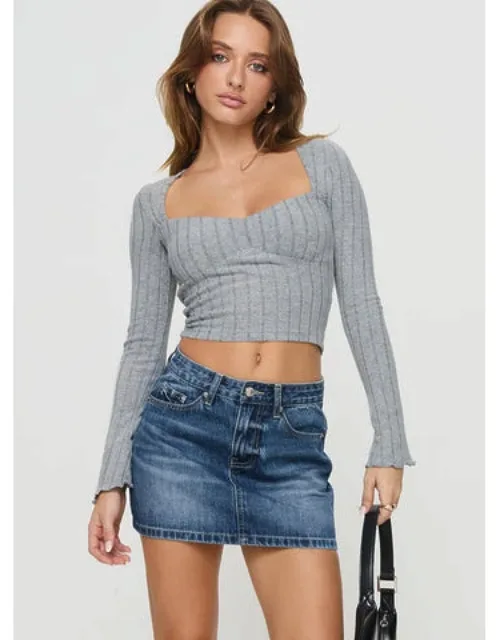 Mid Rise Denim Mini Skirt