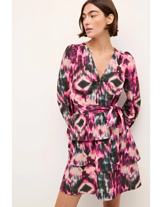 Umbra Dress With V-neck And Asymmetrical Ruffles