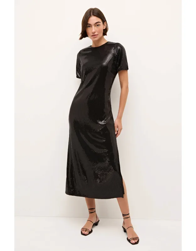 Maxwell Dress With Stretch Fabric And Sequin Overlay