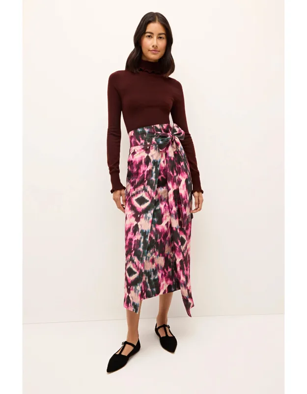 Georgina Wrap Skirt With Adjustable Tie Belt And Fully Lined Design