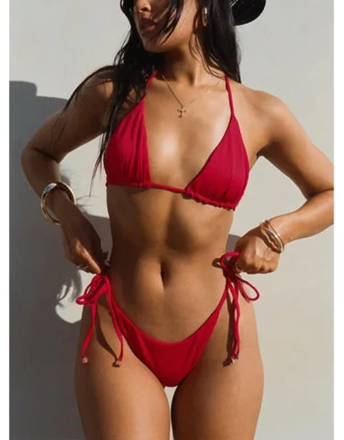 Glora Tie Side Ribbed Bikini Bottom