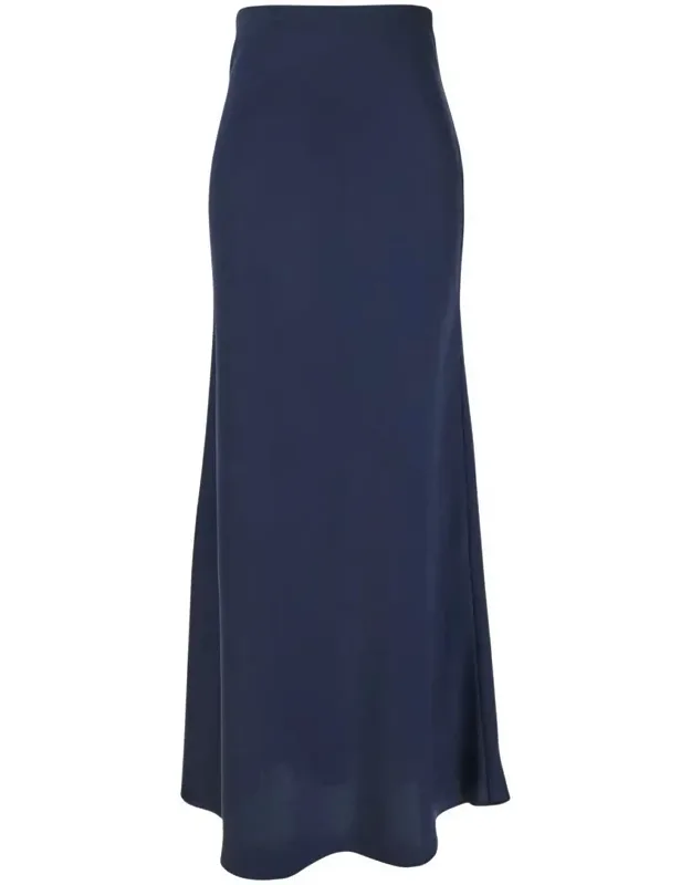 Long Skirt With Ruffle Detail At The Bottom In Satin