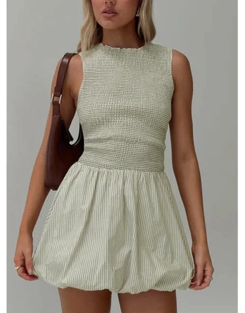 Narnie Mini Dress With High Round Neckline And Bubble Hem