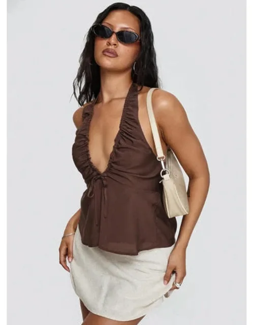 Gadot Halter Top With Deep V-neckline And Ruched Bust